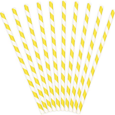 Καλαμάκια χάρτινα Ursus ριγέ κίτρινο λευκό 80 mm (συσκευασία 16 τεμαχίων)